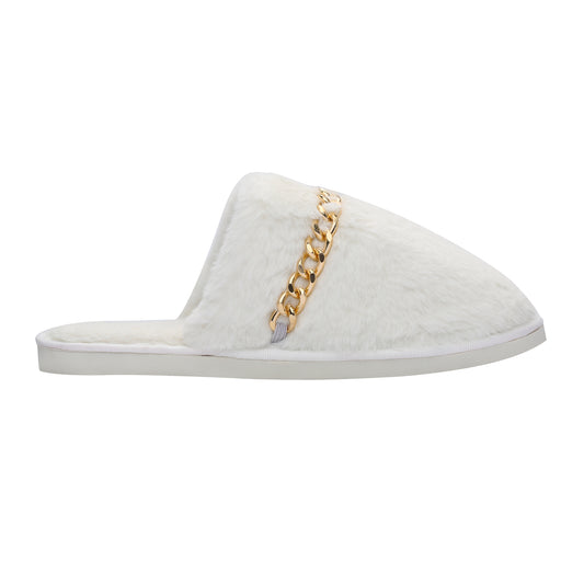 Bianca Slippers - White with Gold Chain