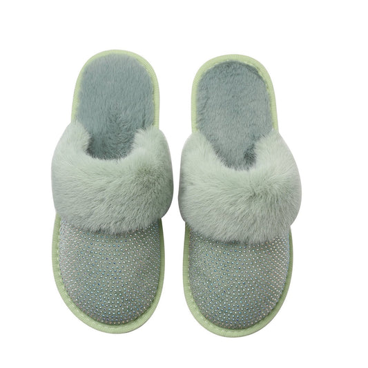 Sadie Slippers - Green with AB Crystals
