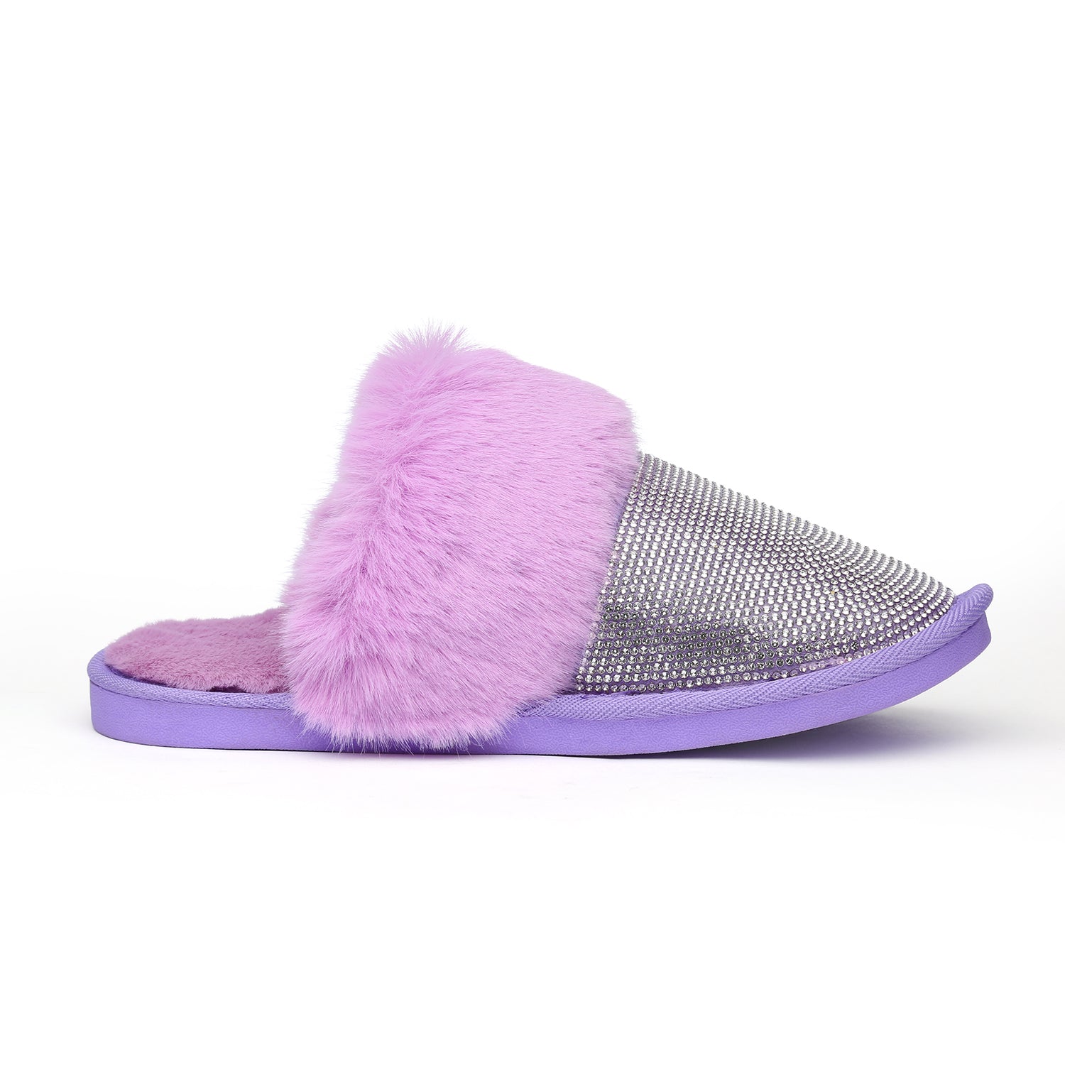 Amelia Slippers - Purple with Filled AB Crystals