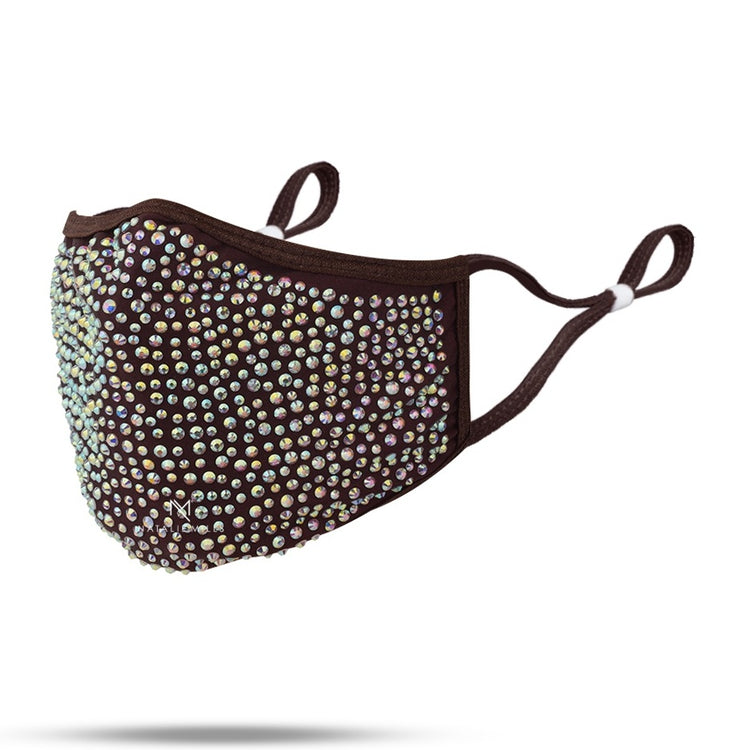 Destiny Crystal Face Mask - Dark Brown with AB Crystals