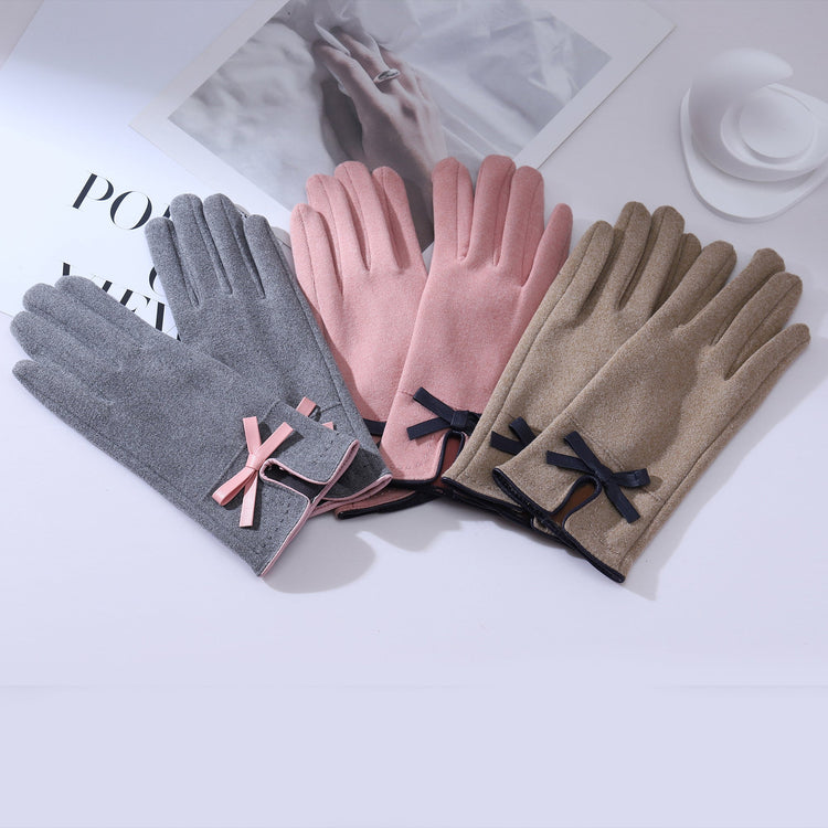 Doris Gloves in Grey/Pink