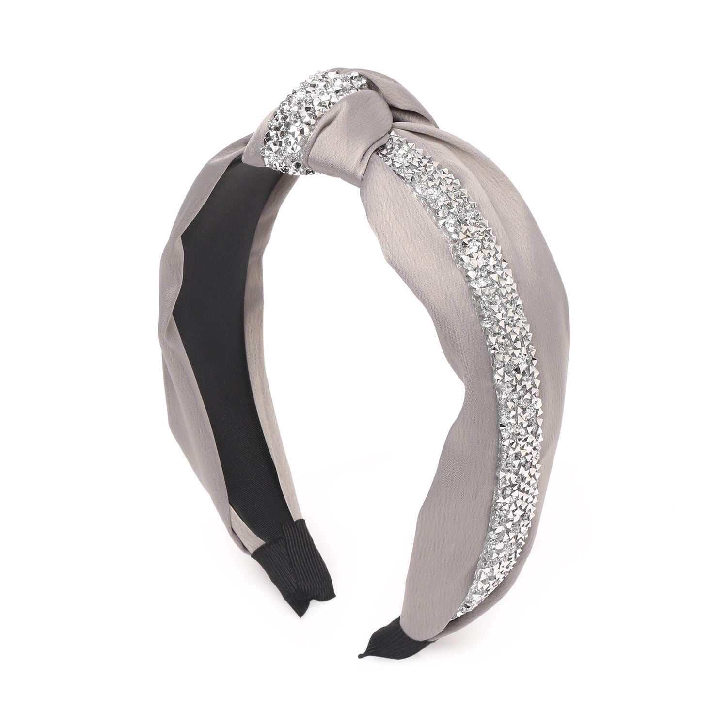 Caily Glamband in Grey with Silver Crystal Strip