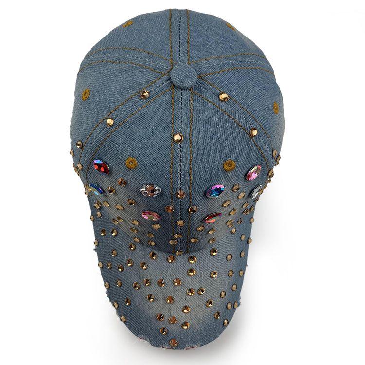 Desire Light Denim Hat with Rhinestone