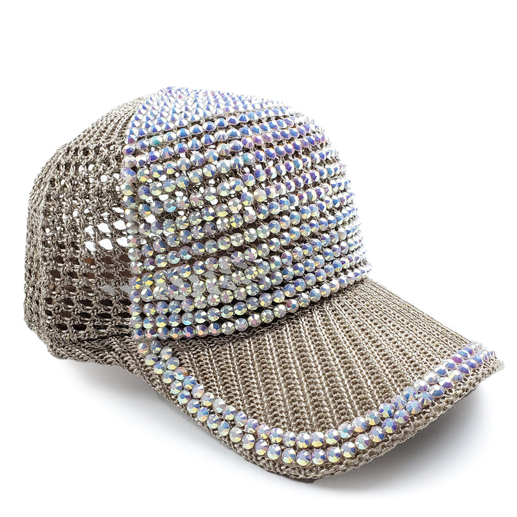 Scarlet Rhinestone Hat in Nude