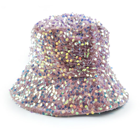 Gemma Sequin Designer Style Bucket hoed in roze