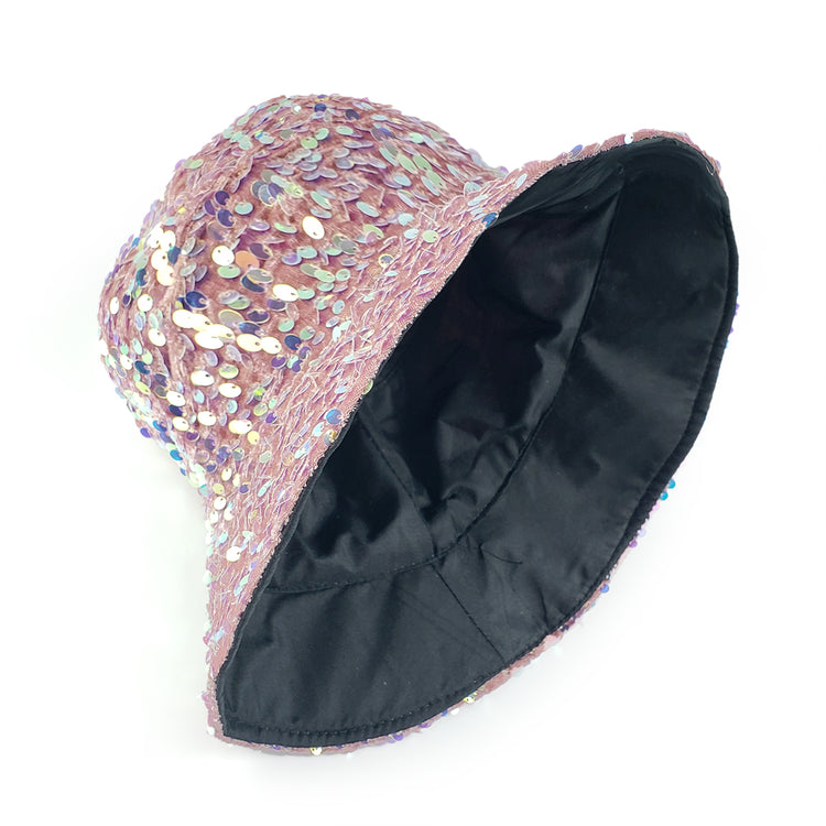 Gemma Sequin Designer Style Bucket hat in Pink