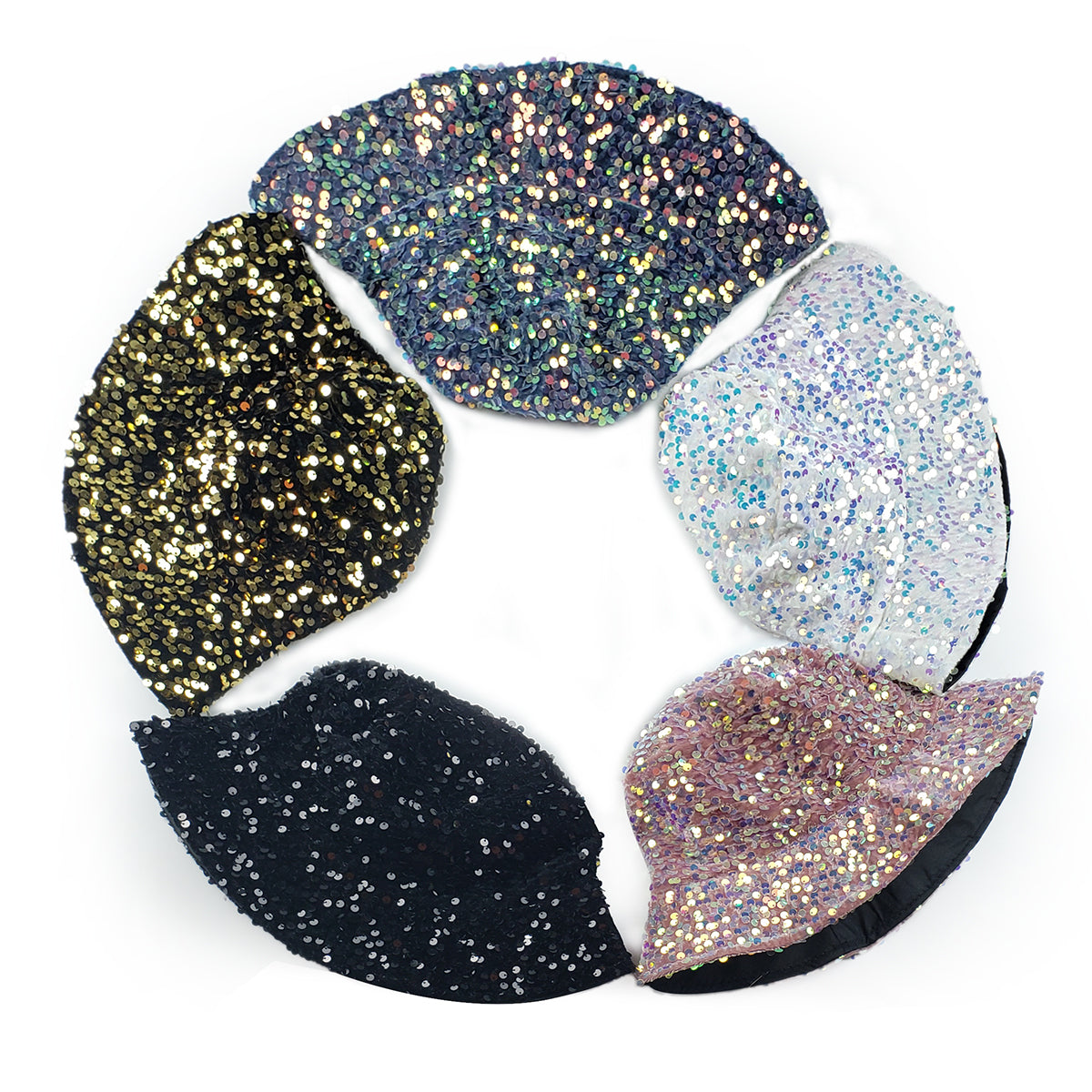 Gemma Sequin Designer Style Bucket hat in Gold & Black