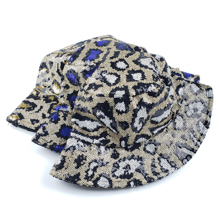 Adina Leopard Print Bucket Hat in Gold & Silver