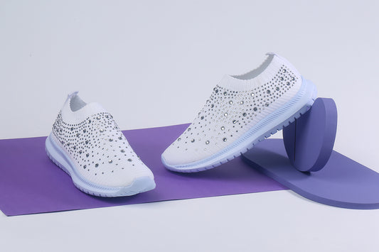 White Austrian Crystal McKinley Sports Shoes