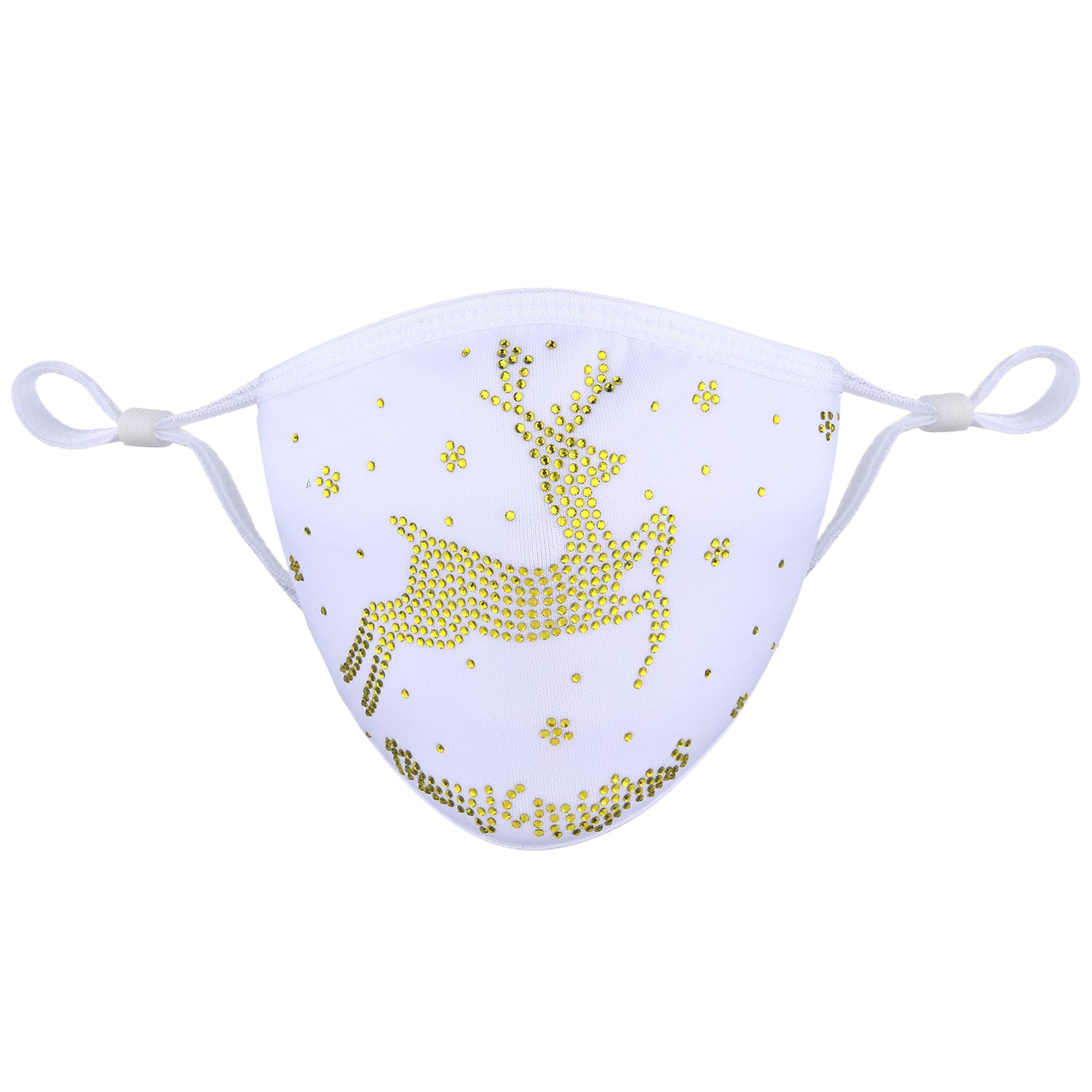 Christmas Collection - Designer Reindeer in Gold Crystals on White
