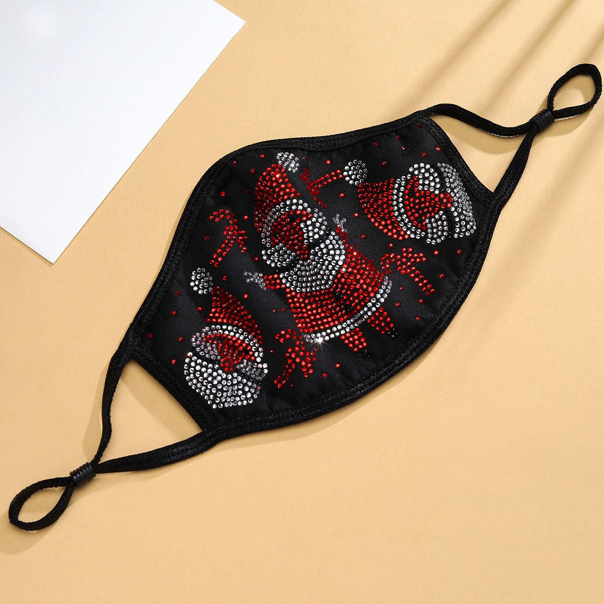 Christmas Collection - Santa in Red & AB Crystals on Black