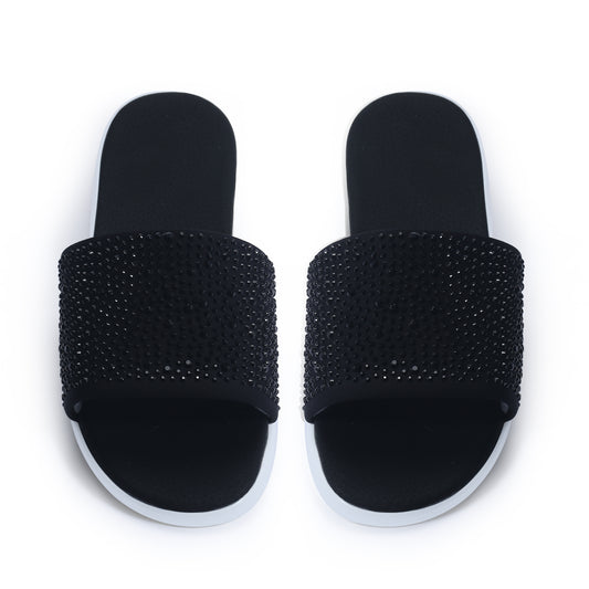 Ashley sandaler i svart og svart østerriksk krystall