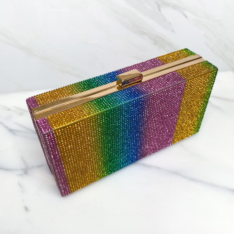 Rylee Rainbow Rhinestone Clutch