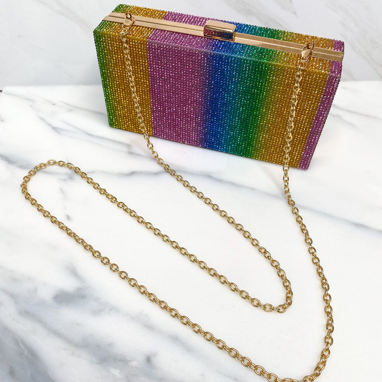 Rylee Rainbow Rhinestone Clutch