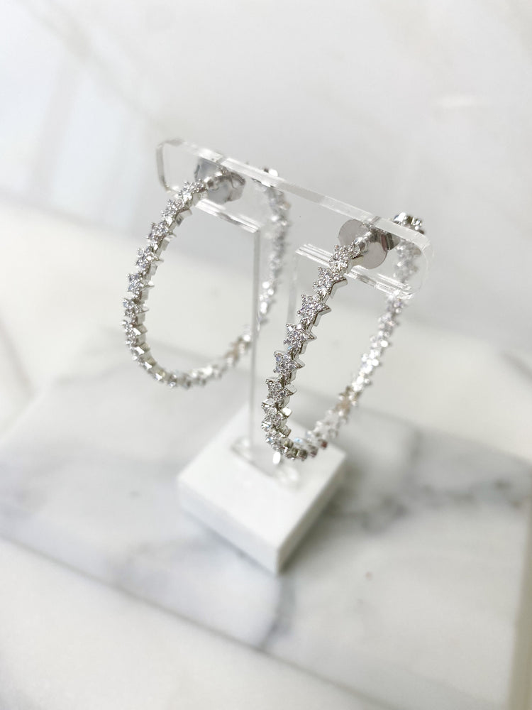 Aster Designer Crystal Earrings in Silver