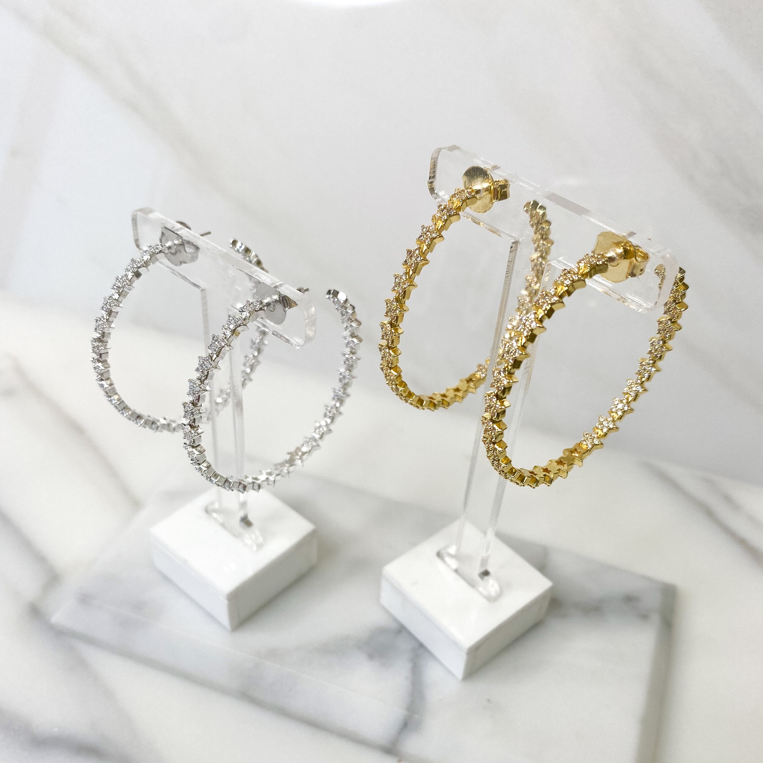Aster Designer Crystal Earrings in Silver