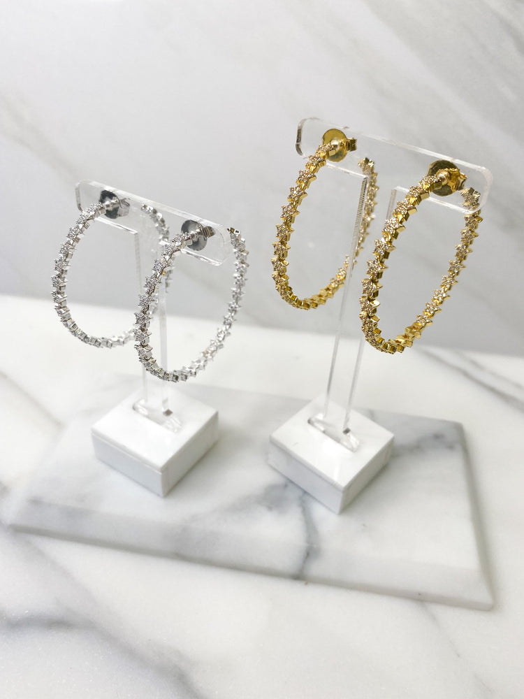 Aster Designer Crystal Earrings in Silver