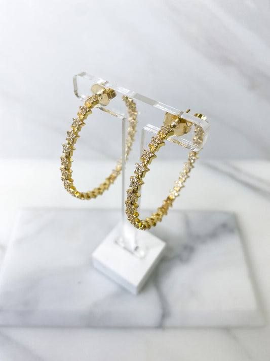 Aster Designer Crystal Earrings in Gold