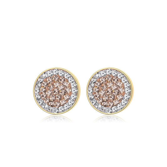 Phoebe Gold Plating White & Peach Crystal Studs