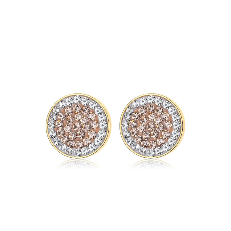 Phoebe Gold Plating White & Peach Crystal Studs