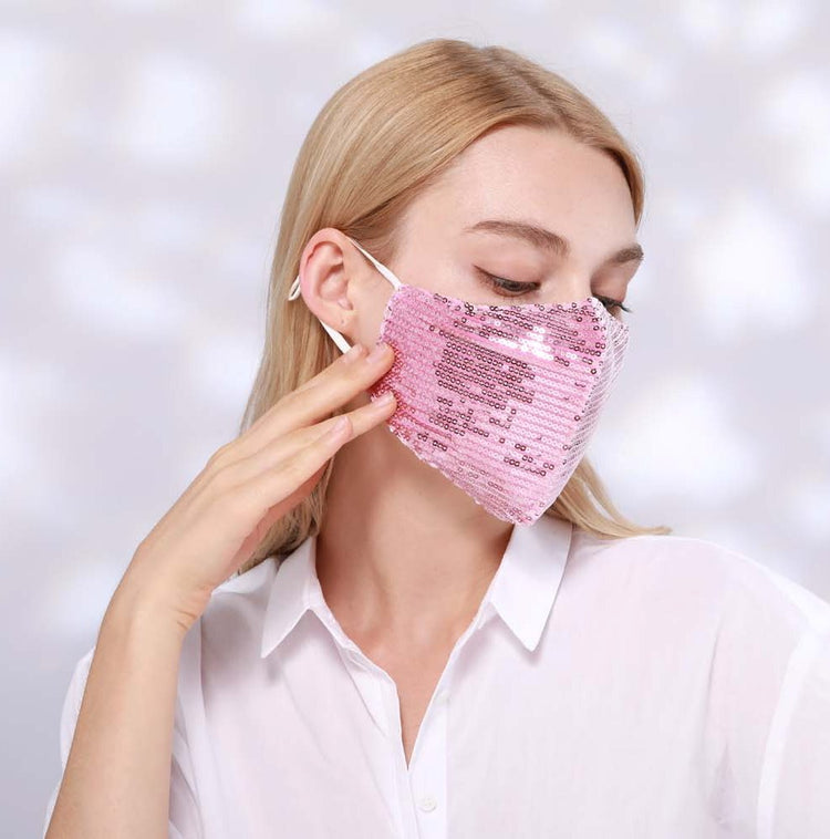 Stella Sequin Face Mask - Pink