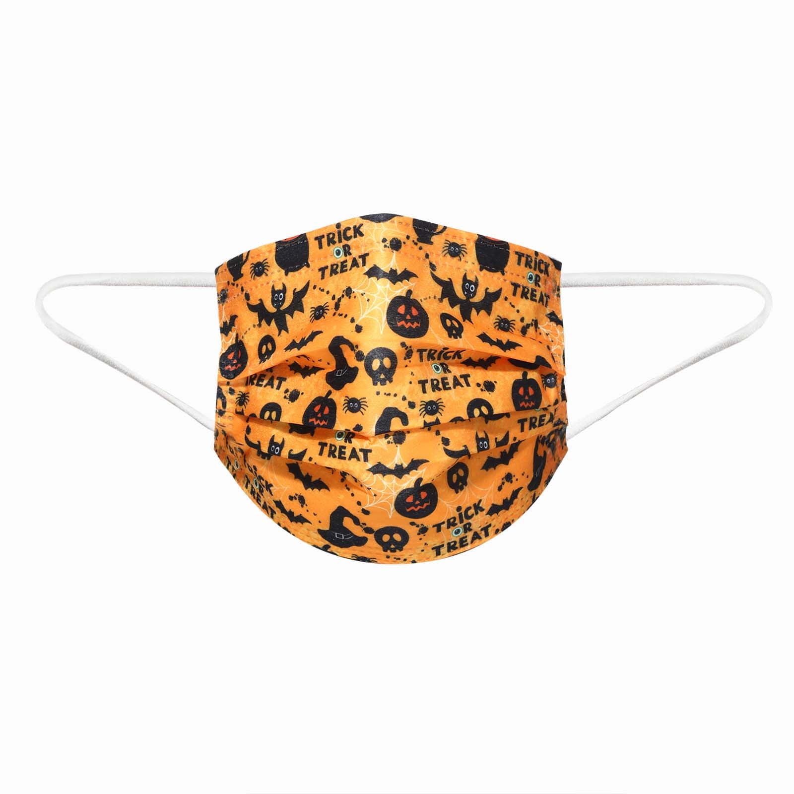 3-Ply Face Masks, set of Orange Halloween Masks
