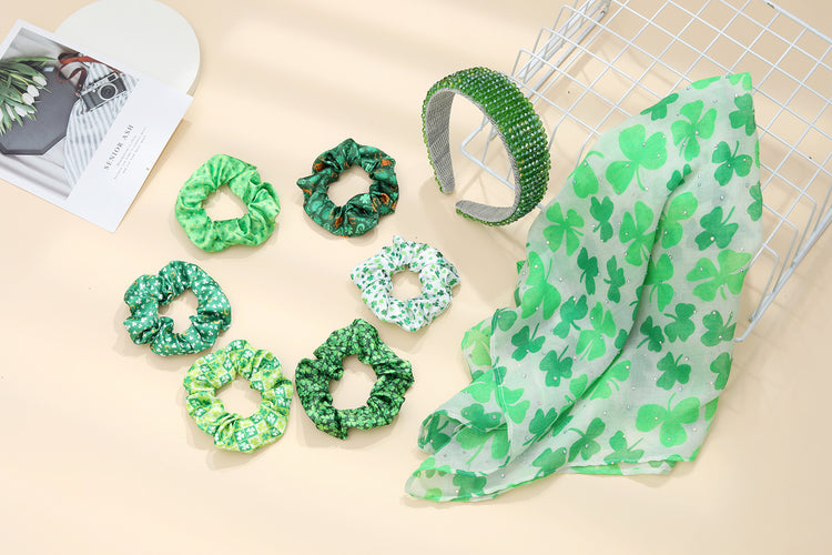 St. Patrick's Crystal Versatile Head & Neck Scarf with Light Green Clovers!