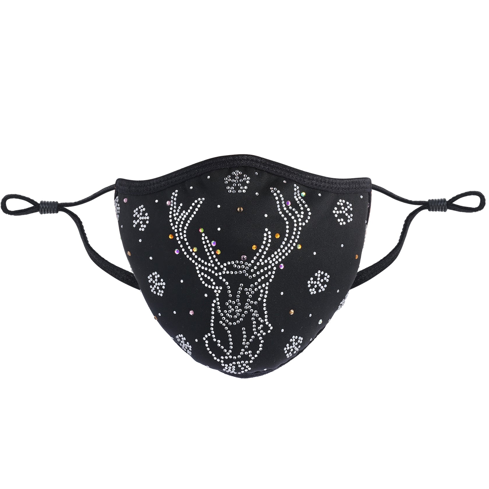 Christmas Collection - Designer Reindeer in AB Crystals on Black