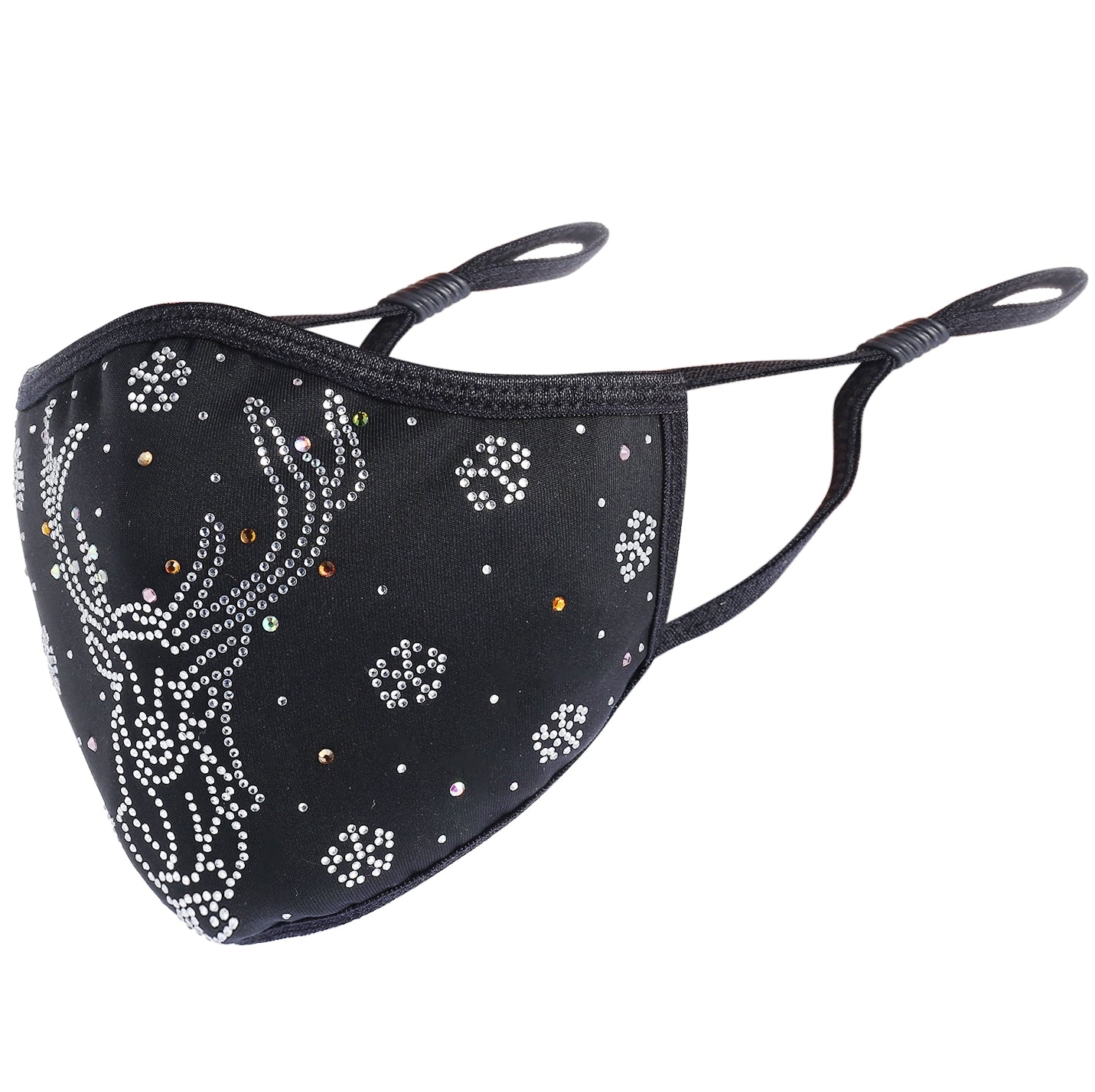 Christmas Collection - Designer Reindeer in AB Crystals on Black