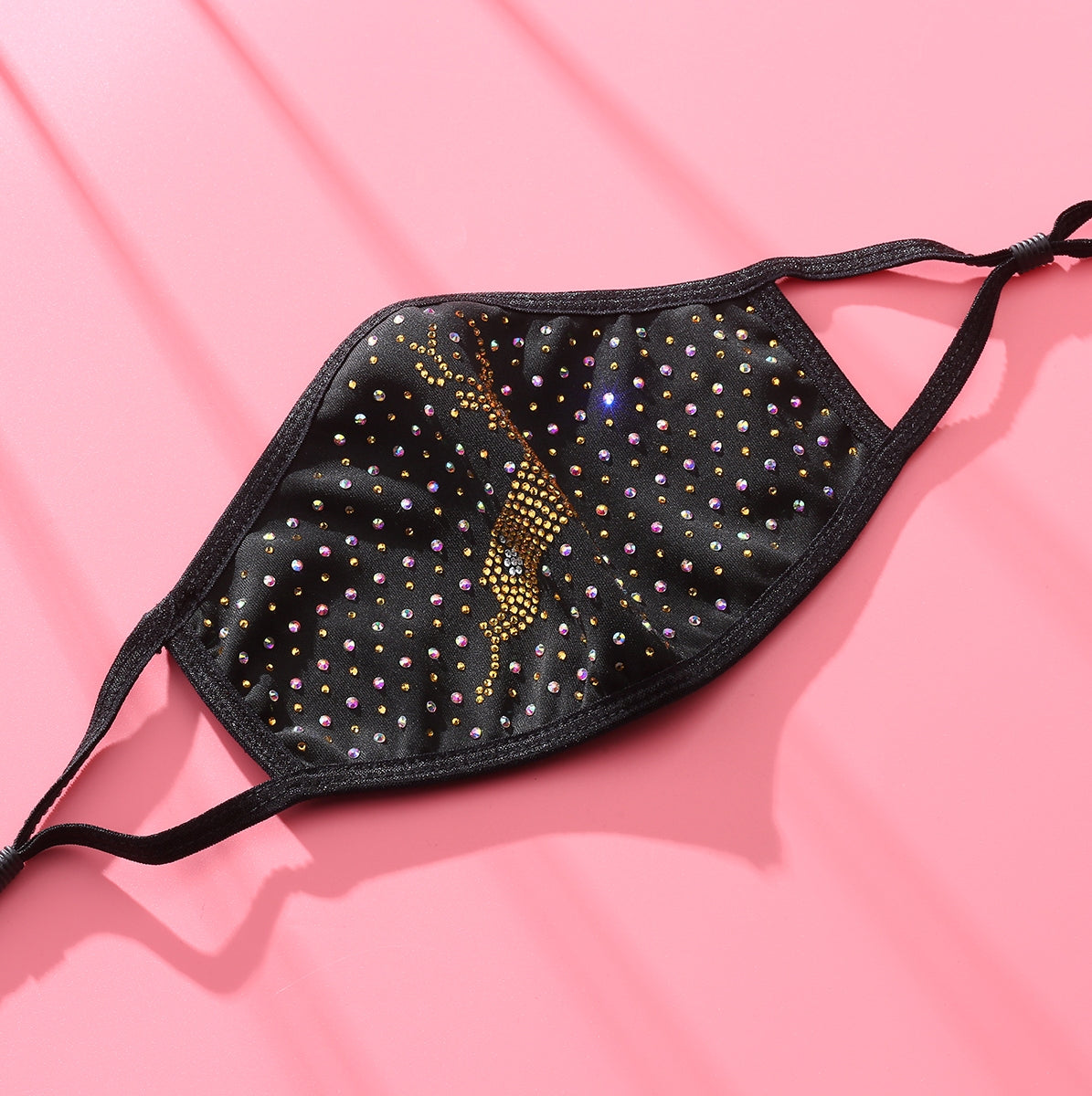 Christmas Collection - Designer Reindeer in Gold & Silver Crystals on Black