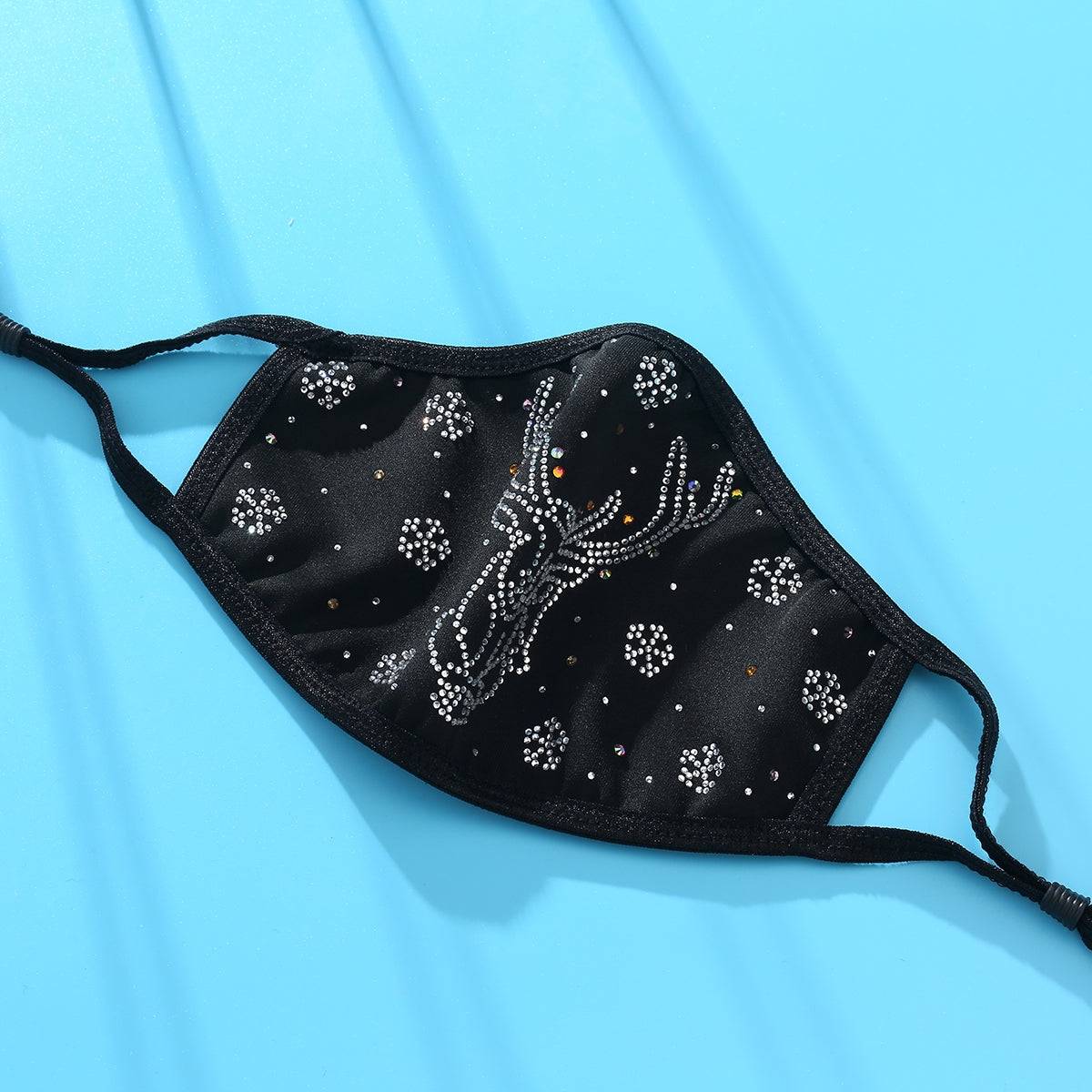 Christmas Collection - Designer Reindeer in AB Crystals on Black