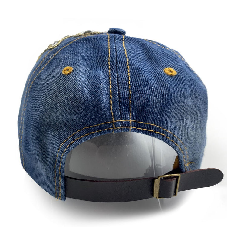 Flora Rhinestone Hat Dark Jean