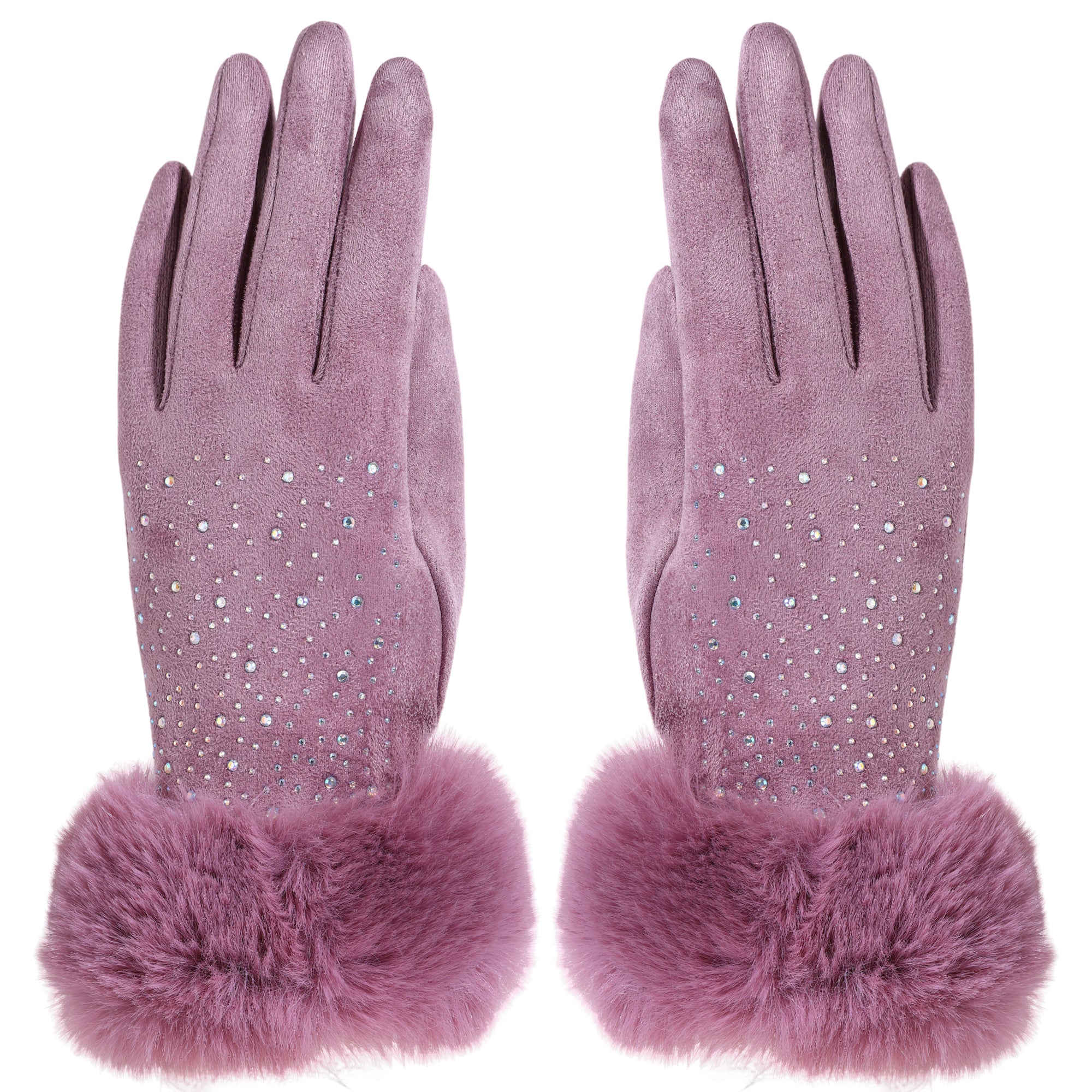 Audrey Faux Fur Gloves in Dusty Lilac