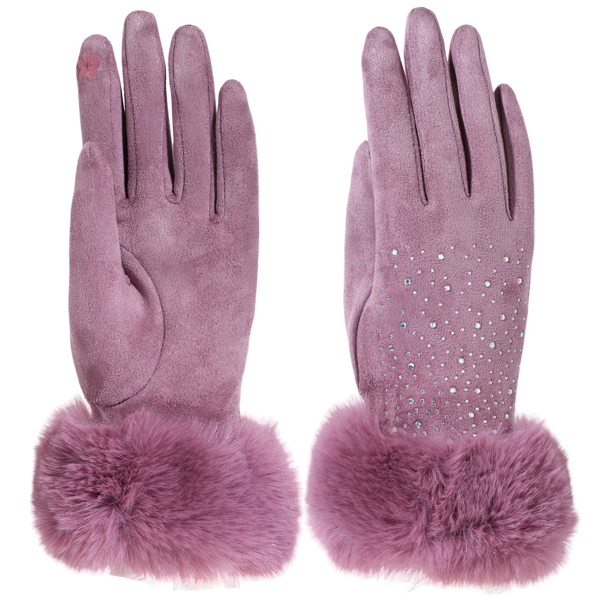 Audrey Faux Fur Gloves in Dusty Lilac