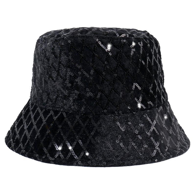 Jerrica Sequin Designer Style Bucket hat in Black