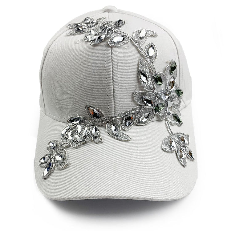 Flora Rhinestone Hat in White